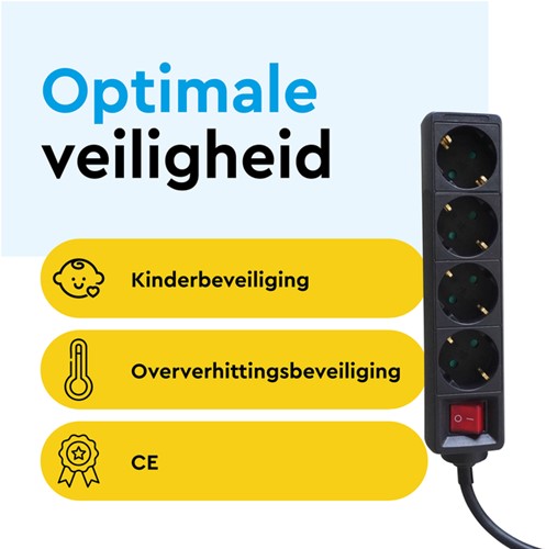 Stekkerdoos BRASQ 4 voudig 5 meter zwart-3
