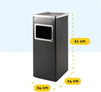 Afvalbak met asbak BRASQ 16 liter AT600 zwart-2