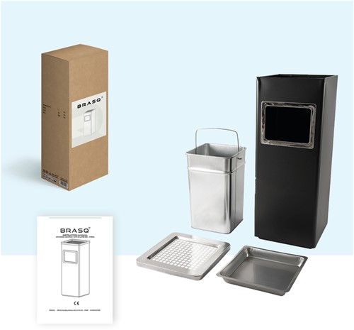 Afvalbak met asbak BRASQ 16 liter AT600 zwart-4