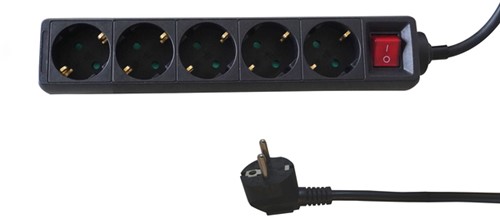 Stekkerdoos BRASQ 5 voudig 5 meter zwart