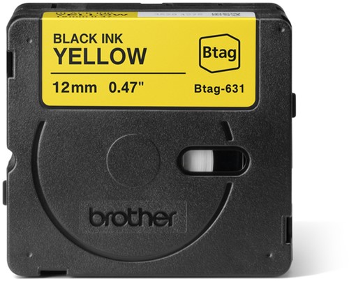 Labeltape Brother P-touch Btag-631 standaard 12mm zwart op geel-2