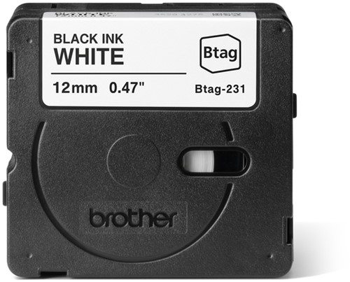 Labeltape Brother P-touch Btag-231 standaard 12mm zwart op wit-2