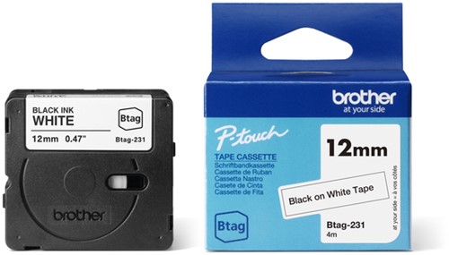 Labeltape Brother P-touch Btag-231 standaard 12mm zwart op wit-3