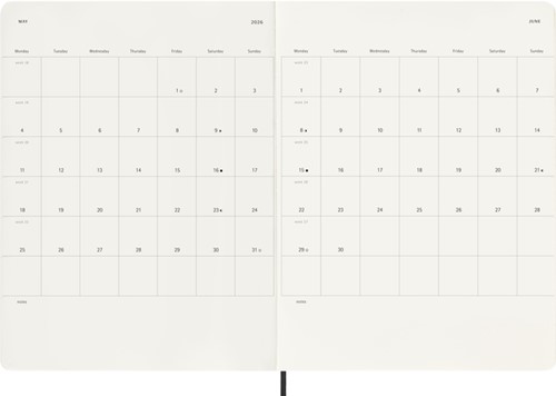 Agenda 2026 Moleskine 12M Planner Weekly 7dagen/1pagina XL sc black-1