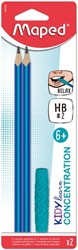 Grafietpotlood Maped Kidy Learn Concentration met kauwtopper set à 2 stuks blauw