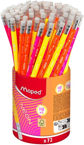 Potlood Maped Neon met gum assorti