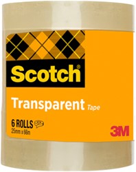 Plakband Scotch 508 25mmx66m transparant 6 rollen