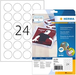 Veiligheidsetiket HERMA 4234 rond 40mm wit 600 stuks