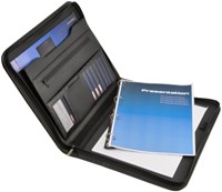 Schrijfmap DESQ A4 kunstleder met rits en handvatten zwart-1