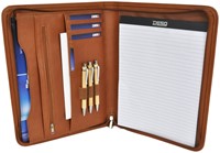 Schrijfmap DESQ A4 kunstleder met rits bruin-1