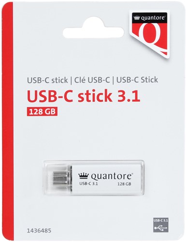 USB stick 3.1 Quantore USB-C 128GB zilver