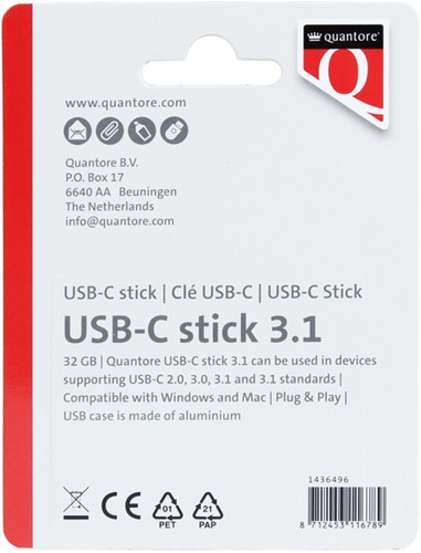 USB-stick Quantore USB-C 32GB 3.1 zilver-2