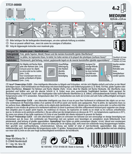 Kleefstip tesa Powerstrips Click Medium 4 paar wit-2