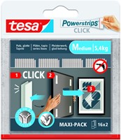 Kleefstip tesa Powerstrips Click Medium 16 paar wit
