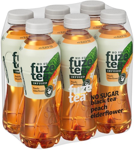 Frisdrank Fuze Tea peach elderflower suikervrij fles 400ml-2
