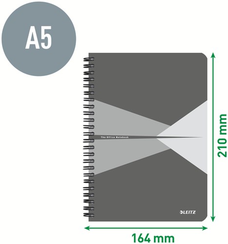 Notitieboek Leitz Office A5 lijn 180 pagina's 80gr grijs grijs-3