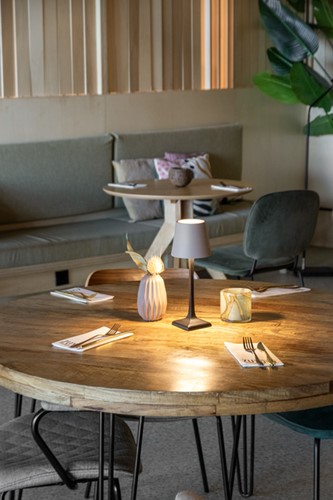 Tafellamp Securit Milano LED oplaadbaar dimbaar taupe-zwart-4