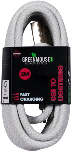 Kabel Green Mouse USB-A to Lightning data Woven 2m-2