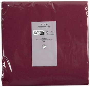 Servet Pronappe 1/4 vouw 2-laags 380x380mm 40 vel bordeauxrood-2