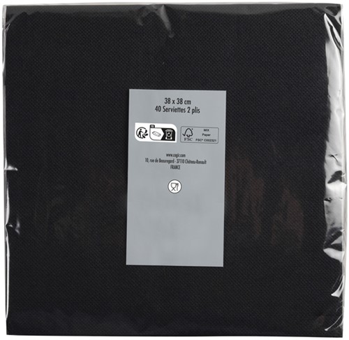 Servet Pronappe 1/4 vouw 2-laags 380x380mm 40 vel zwart-2