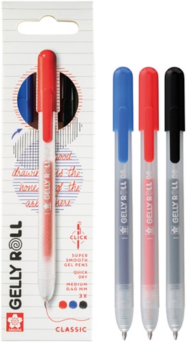 Gelschrijver Sakura Gelly Roll Classic 08 klikfunctie set à 3 kleuren-1