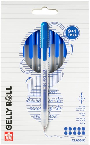 Gelschrijver Sakura Gelly Roll Classic 08 klikfunctie blauw 10 stuks-2