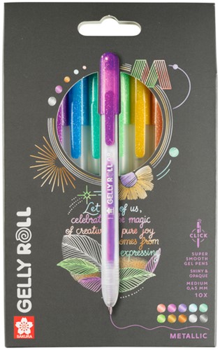 Gelschrijver Sakura Gelly Roll Metallic 08 klikfunctie assorti 10st-2