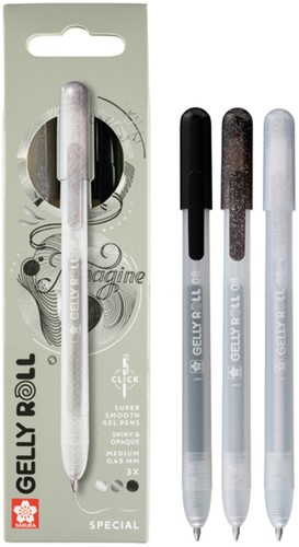 Gelschrijver Sakura Gelly Roll Special 08 klikfunctie set à 3 zilver-1