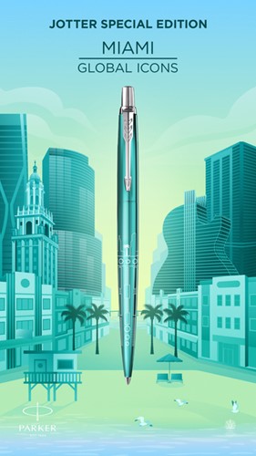 Balpen Parker Jotter special edition Miami turquoise CT medium-4