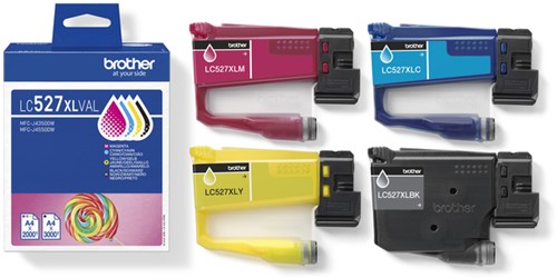 Inktcartridge Brother LC-527XL zwart + 3 kleuren-3