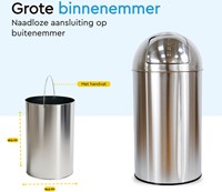 Afvalbak BRASQ Push Bin PB230+ 30 liter rvs-2