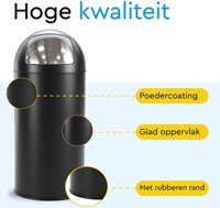 Afvalbak BRASQ Push Bin PB230+ 30 liter zwart-3
