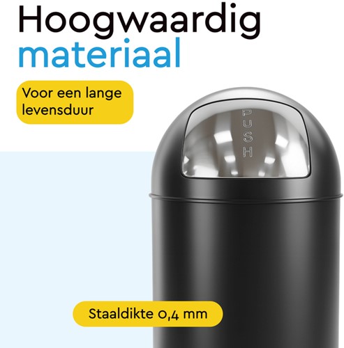 Afvalbak BRASQ Push Bin PB230+ 30 liter zwart-1