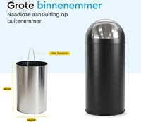 Afvalbak BRASQ Push Bin PB230+ 30 liter zwart-4