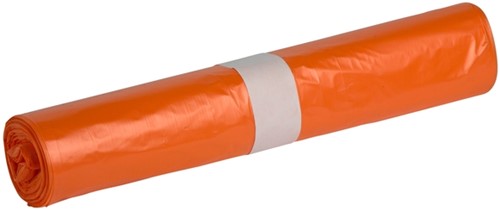 Afvalzak Propsac HDPE T25 70x110cm 120L oranje rol à 20 stuks