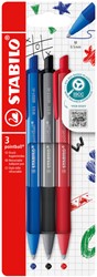 Balpen STABILO pointball colorful medium assorti blister à 3 stuks