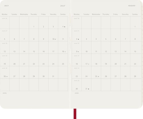 Agenda 2027 Moleskine 12M Planner Weekly 7dagen/1pagina pocket sc scarlet red-1