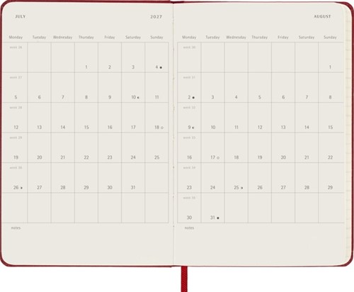 Agenda 2027 Moleskine 12M Planner Weekly 7dagen/1pagina pocket hc scarlet red-1