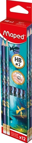 Potlood Maped Dragon HB met gum assorti 12 stuks