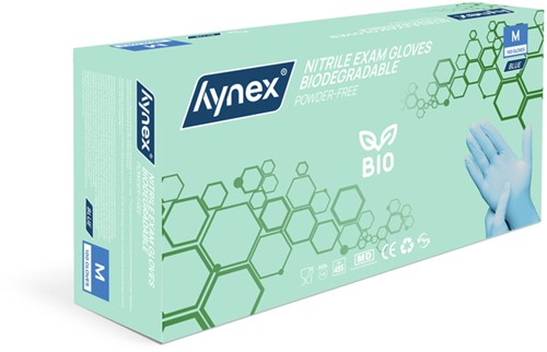 Handschoen Hynex nitril Bio M blauw 3.5gr 100 stuks-2
