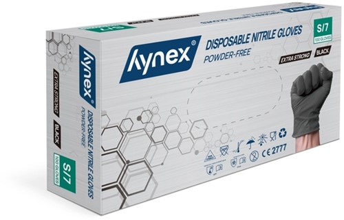 Handschoen Hynex nitril S zwart 5gr extra sterk 100 stuks