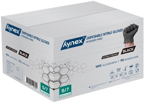 Handschoen Hynex nitril S zwart 5gr extra sterk 100 stuks-1