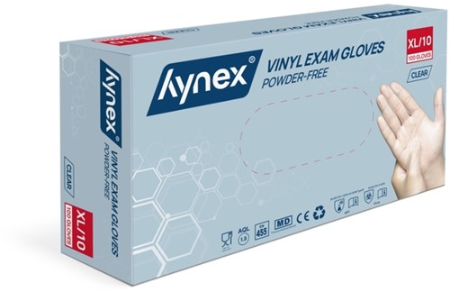 Handschoen Hynex vinyl XL transparant 4.5gr 100 stuks