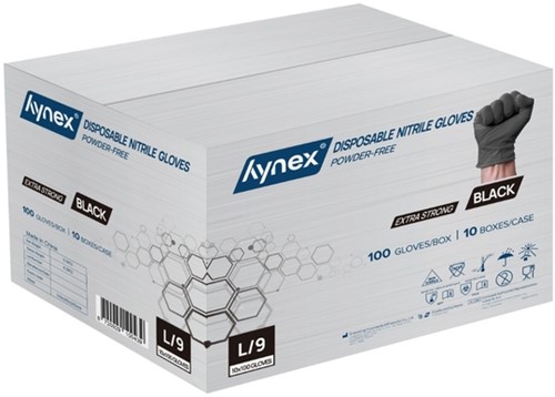 Handschoen Hynex nitril L zwart 5gr extra sterk 100 stuks-1