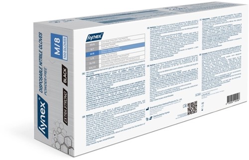 Handschoen Hynex nitril M zwart 5gr extra sterk100 stuks-2