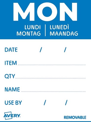 Etiket Avery HACCP maandag-blauw 40x56mm 500st-2