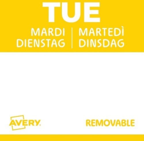 Etiket Avery HACCP dinsdag-geel 25x25mm 1000 stuks-2