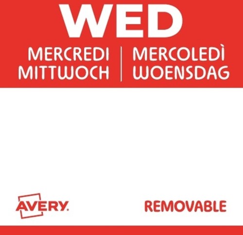 Etiket Avery HACCP woensdag-rood 25x25mm 1000 stuks-2
