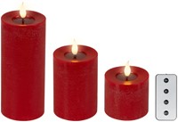 Ledkaars Lumineo fire flame effect rood set à 3 groottes