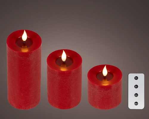 Ledkaars Lumineo fire flame effect rood set à 3 groottes-3